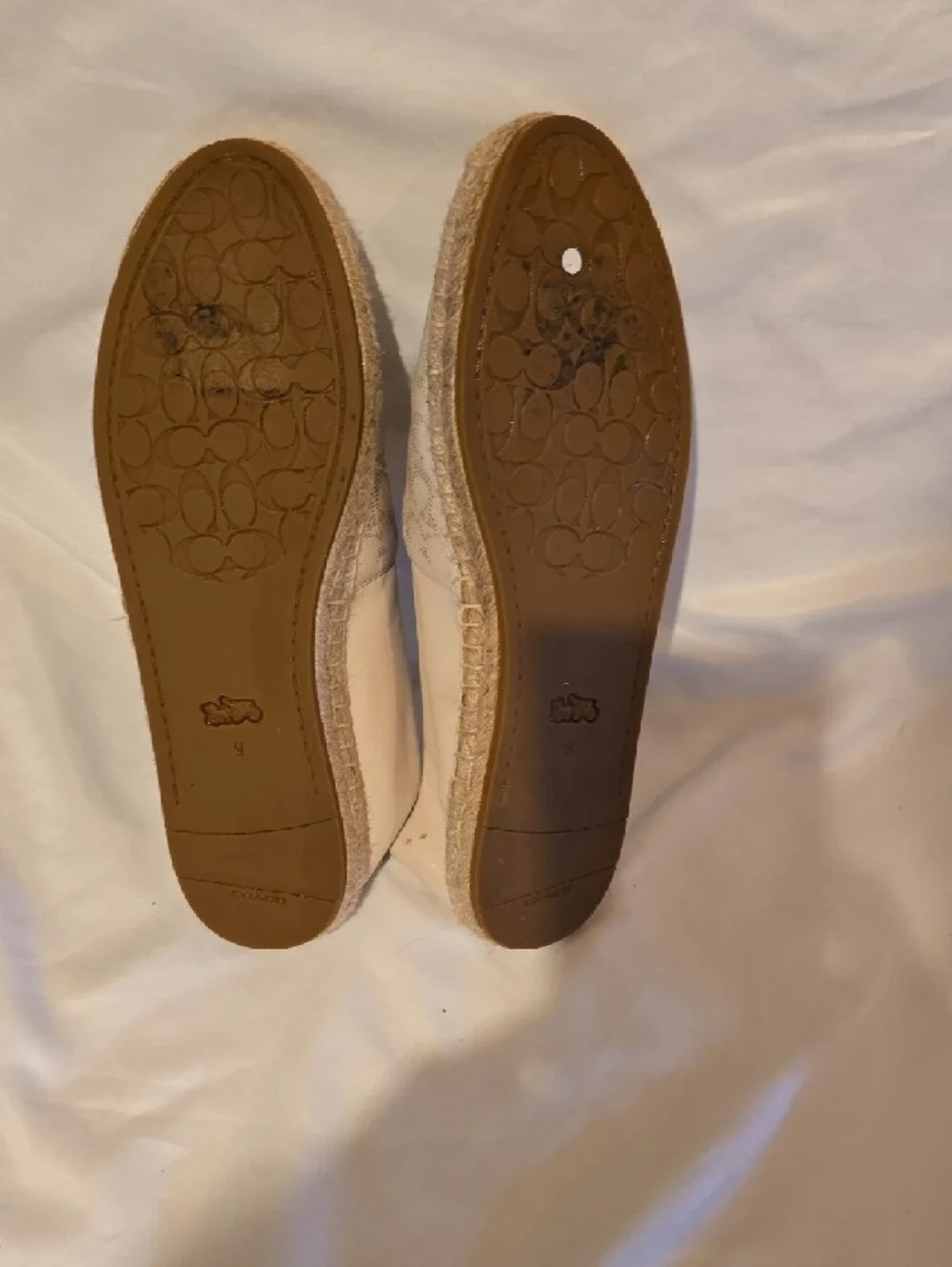 Coach Cream Logo Espadrille Slip-On Flats Size 9